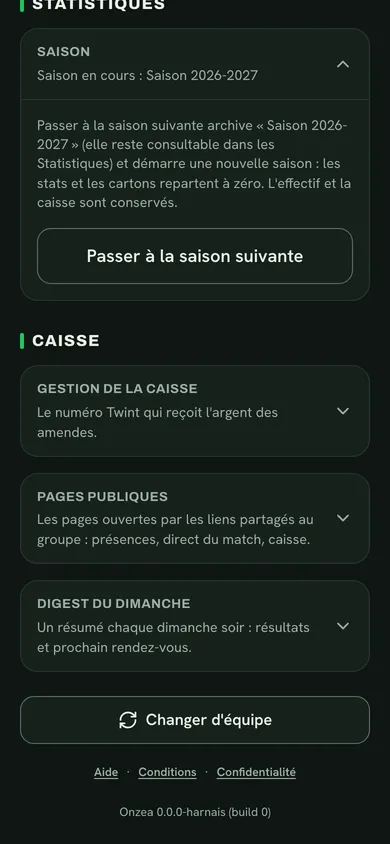 Réglage Saison : « Passer à la saison suivante »