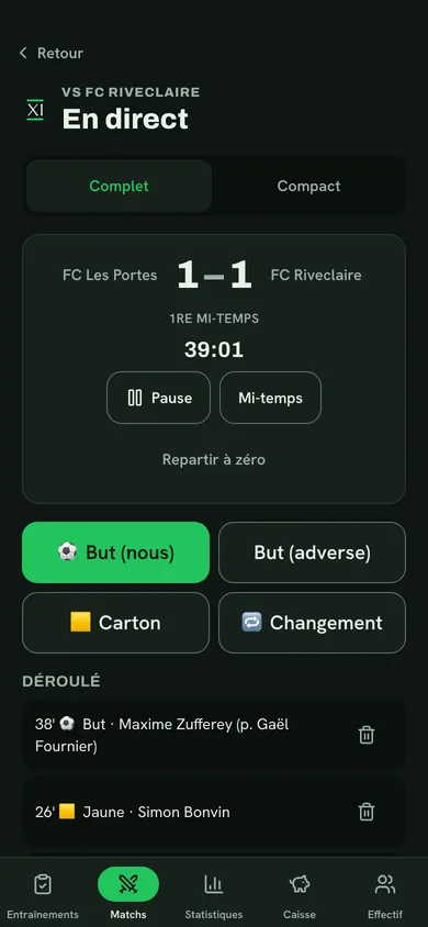 38e : Zufferey égalise sur une passe de Fournier. 1-1.