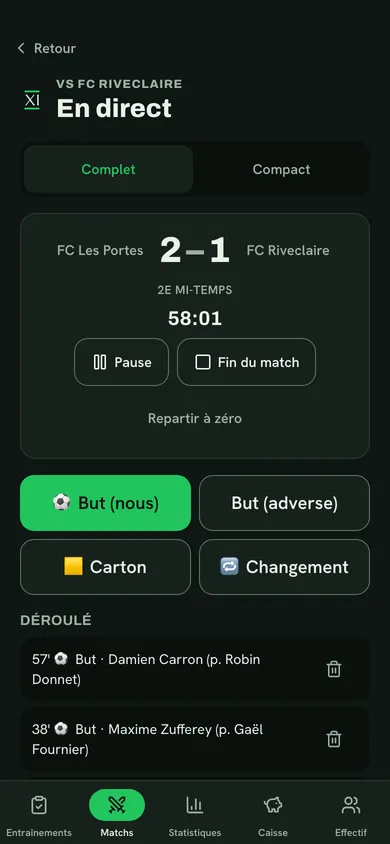 57e : Carron, servi par Donnet. 2-1.